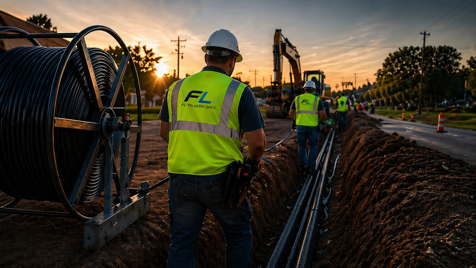Florida telecom fiber construction crew