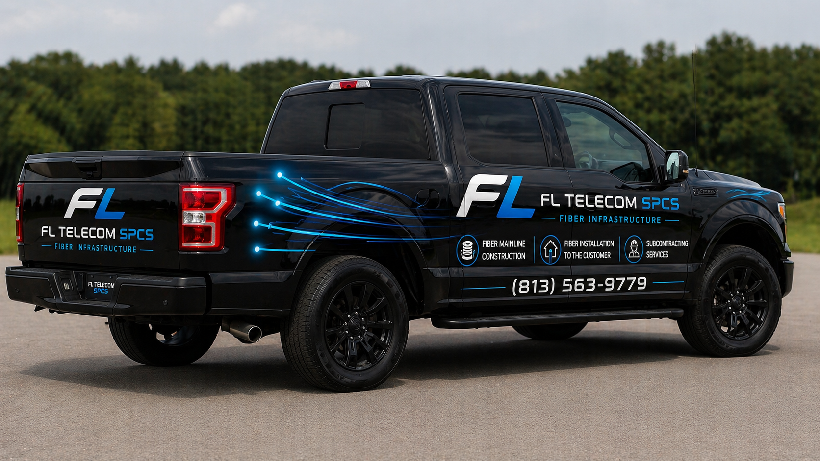 FL TELECOM SPCS branded telecom truck